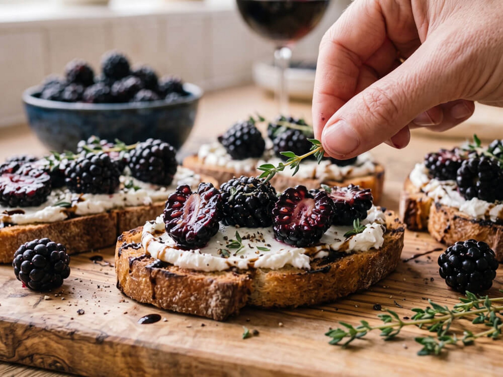 Frische Brombeeren und weitere Zutaten für ein herzhaftes Brombeer-Gericht