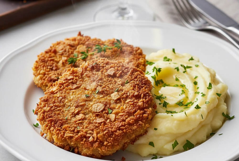 Teaserbild zum Sellerieschnitzel Rezept: knuspriges Sellerie-Schnitzel als winterliches, vegetarisches Gericht.