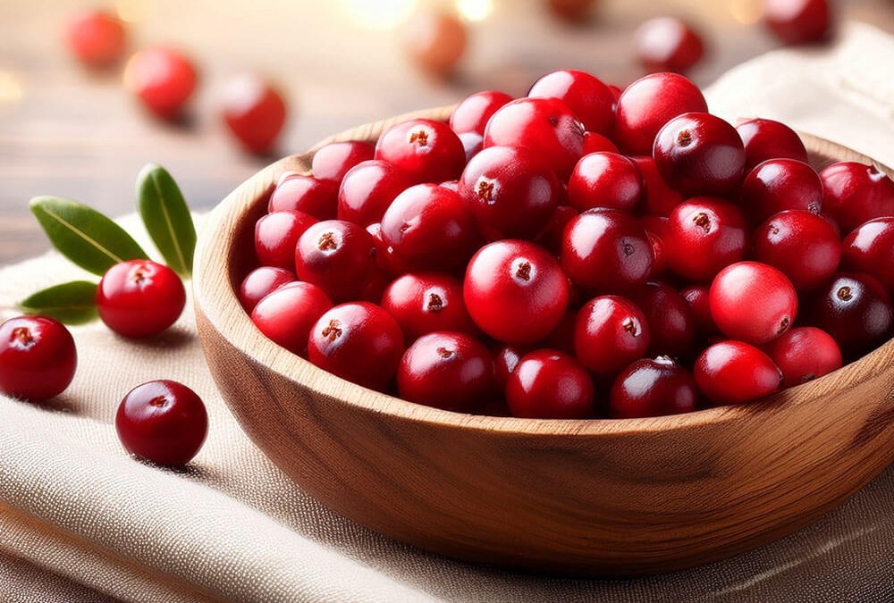 Frische Cranberrys in einer Holzschale – Obst des Monats mit vielen Nährstoffen für Eure Gesundheit