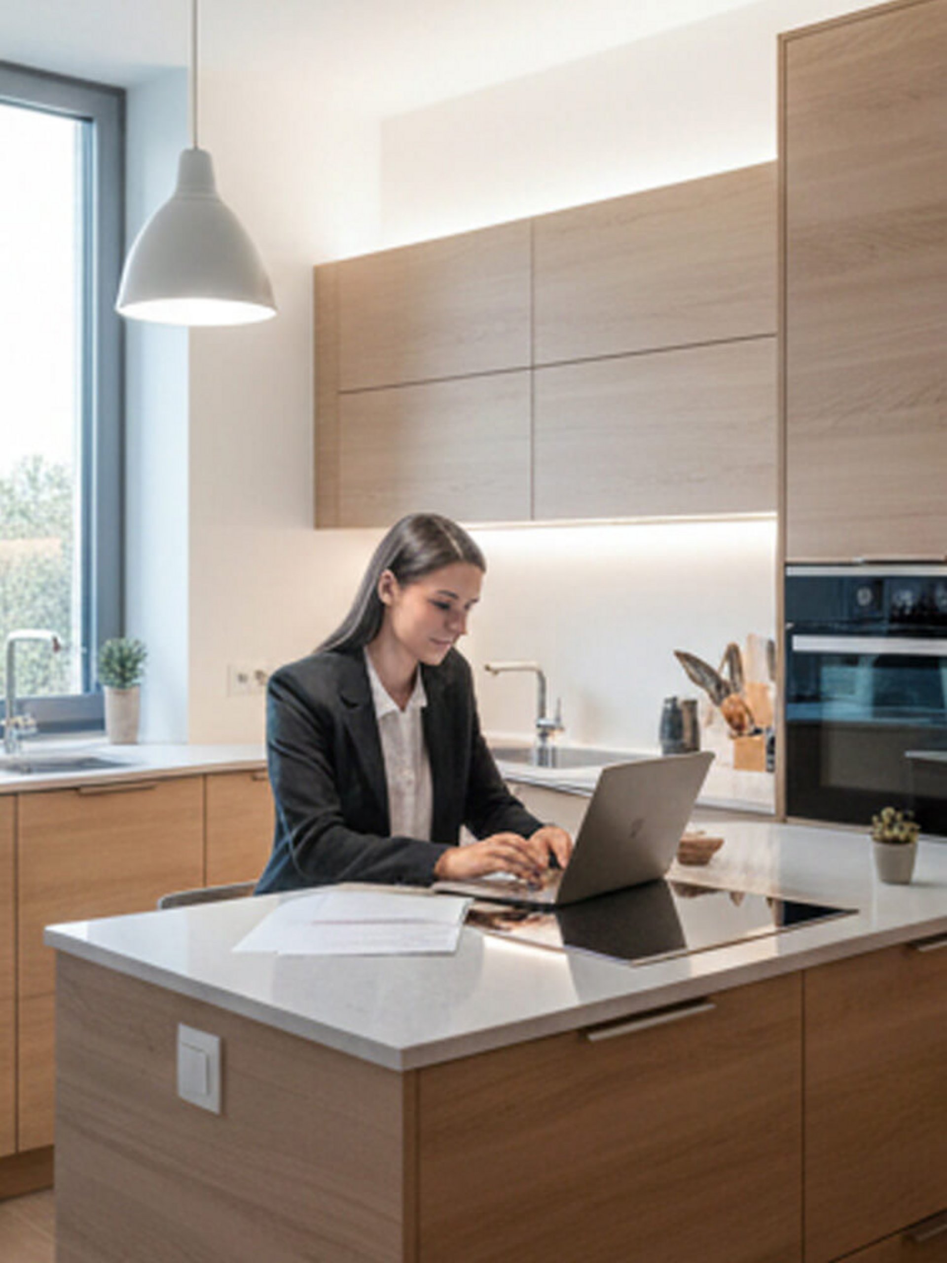 Moderne Küche mit neutralem Tageslicht für ausgewogene Lichtstimmung