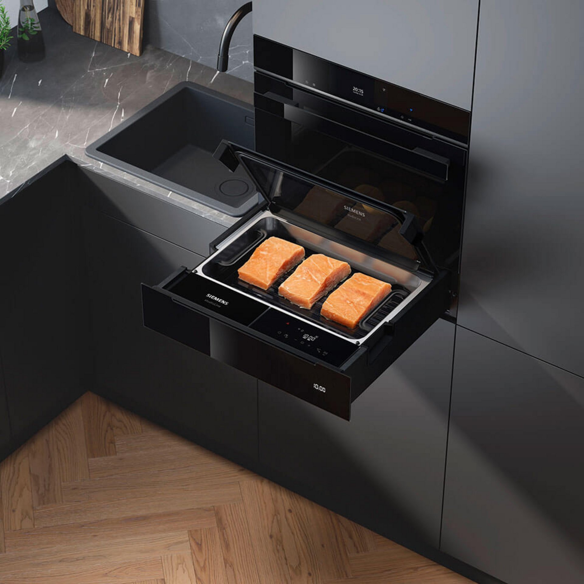 Siemens Dampfschublade iQ700 – Lachs dampfgaren mit präziser Steuerung