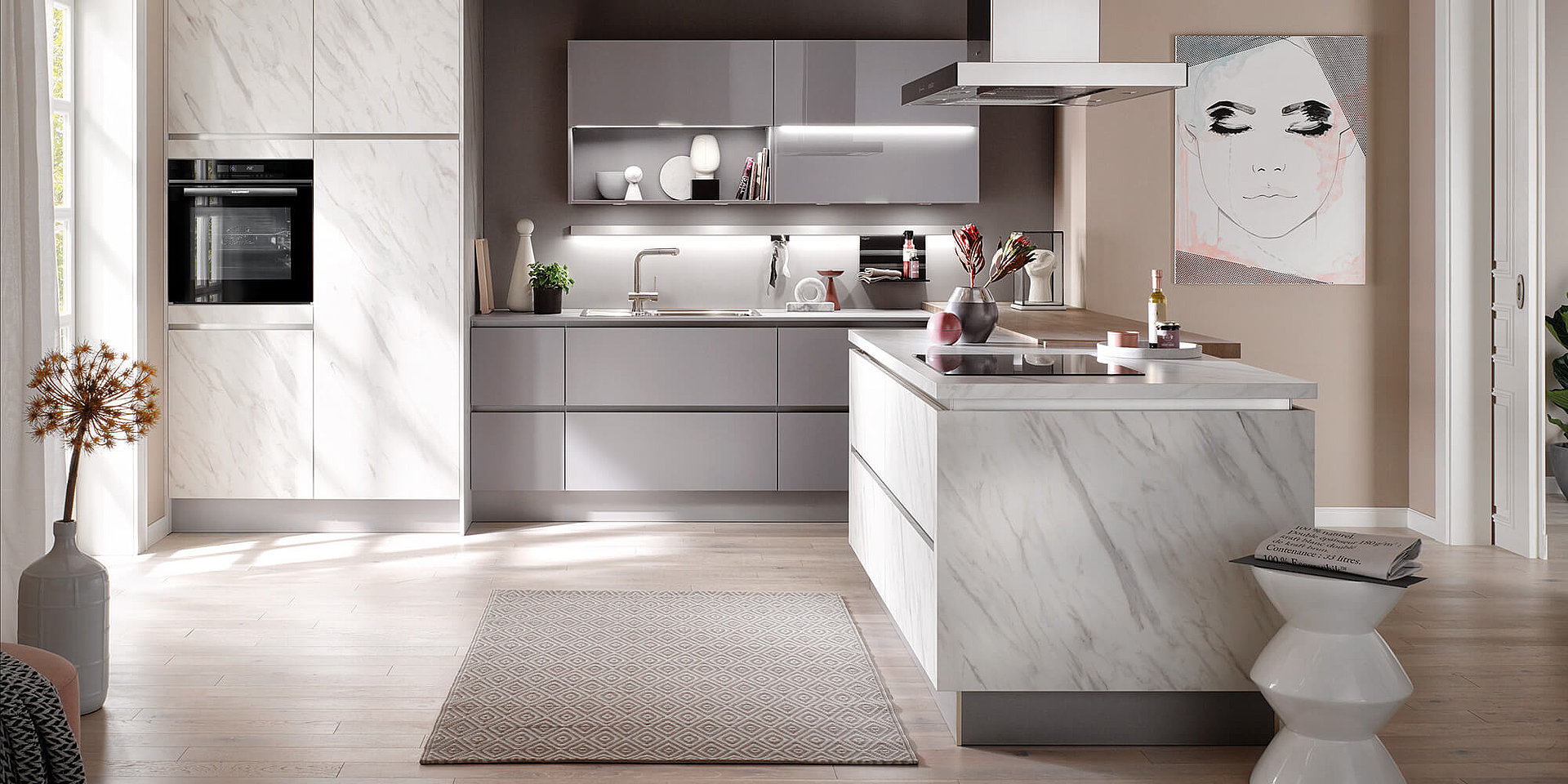 ASMO KÜCHEN - Merkur GL Carrara Weiss