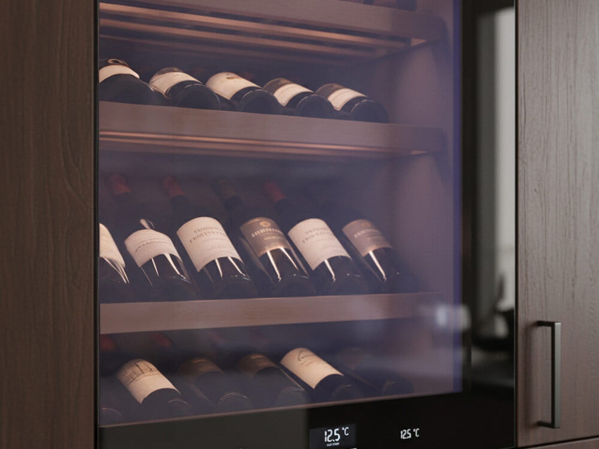 Weinkühlschrank mit Glastür und UV-Schutz – Temperaturanzeige 5 bis 12 Grad Celsius – Weinlagerung mit Liebherr, Siemens, Bosch und Neff