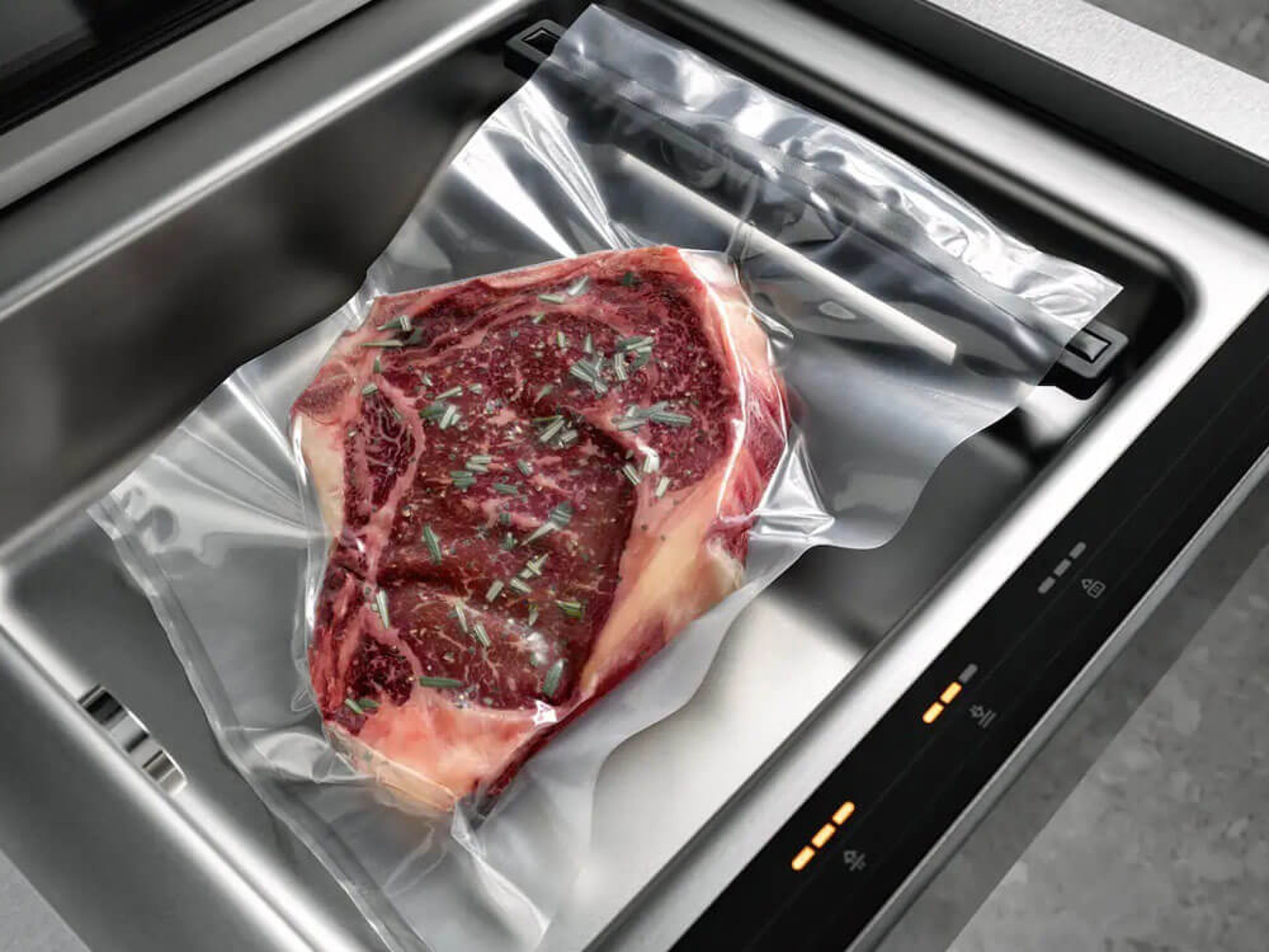 Miele EVS 7010 Vakuumierschublade zum Sous-vide-Garen und Vakuumieren von Lebensmitteln.