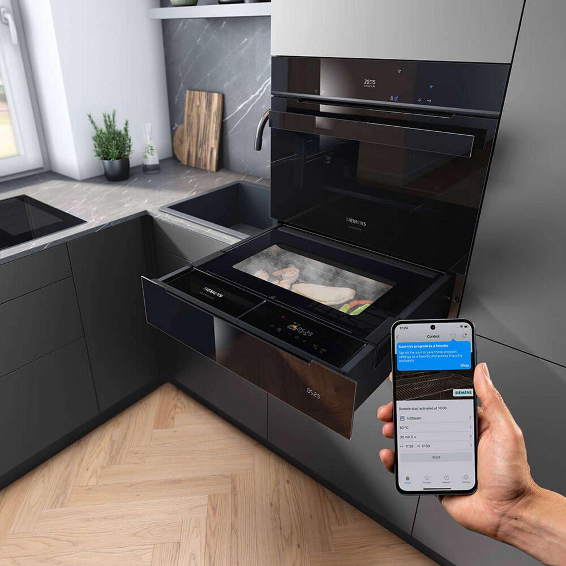 Smarte Küche mit Siemens iQ700 – Dampfschublade über Home Connect App steuern