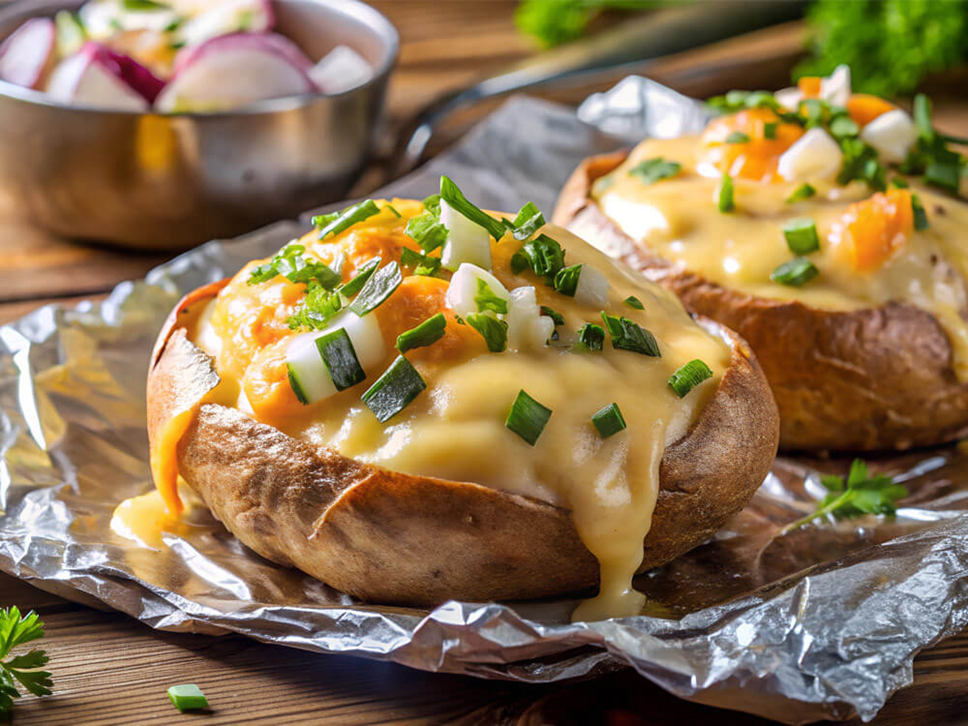 Gefüllte Folienkartoffeln mit Käse und Gemüse – aromatische Kartoffelzubereitung mit Schale
