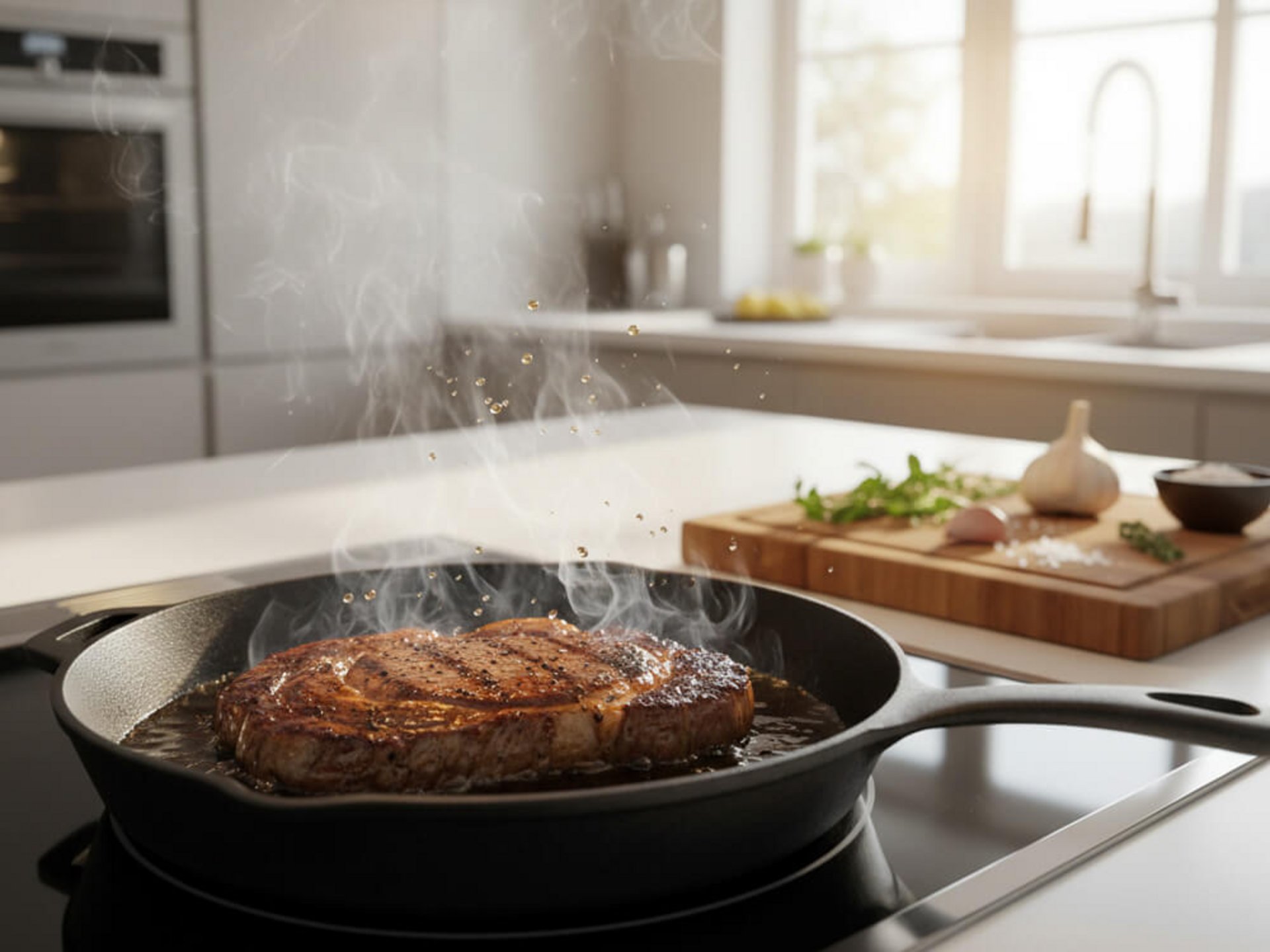 Fleisch richtig anbraten Anleitung – saftiges Steak in heißer Pfanne