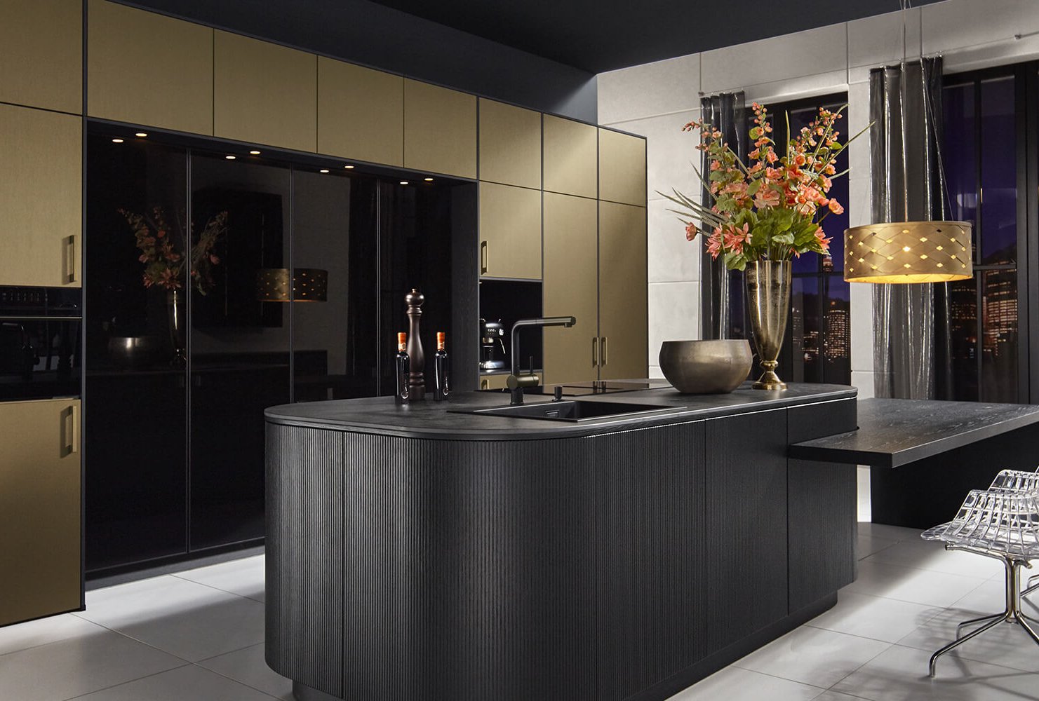 ASMO VC Küche brown steel schwarz