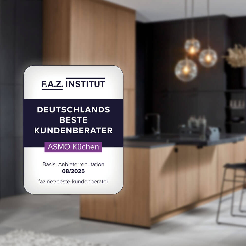 Urkunde: ASMO KÜCHEN ausgezeichnet als Deutschlands beste Kundenberater (F.A.Z.-Institut)
